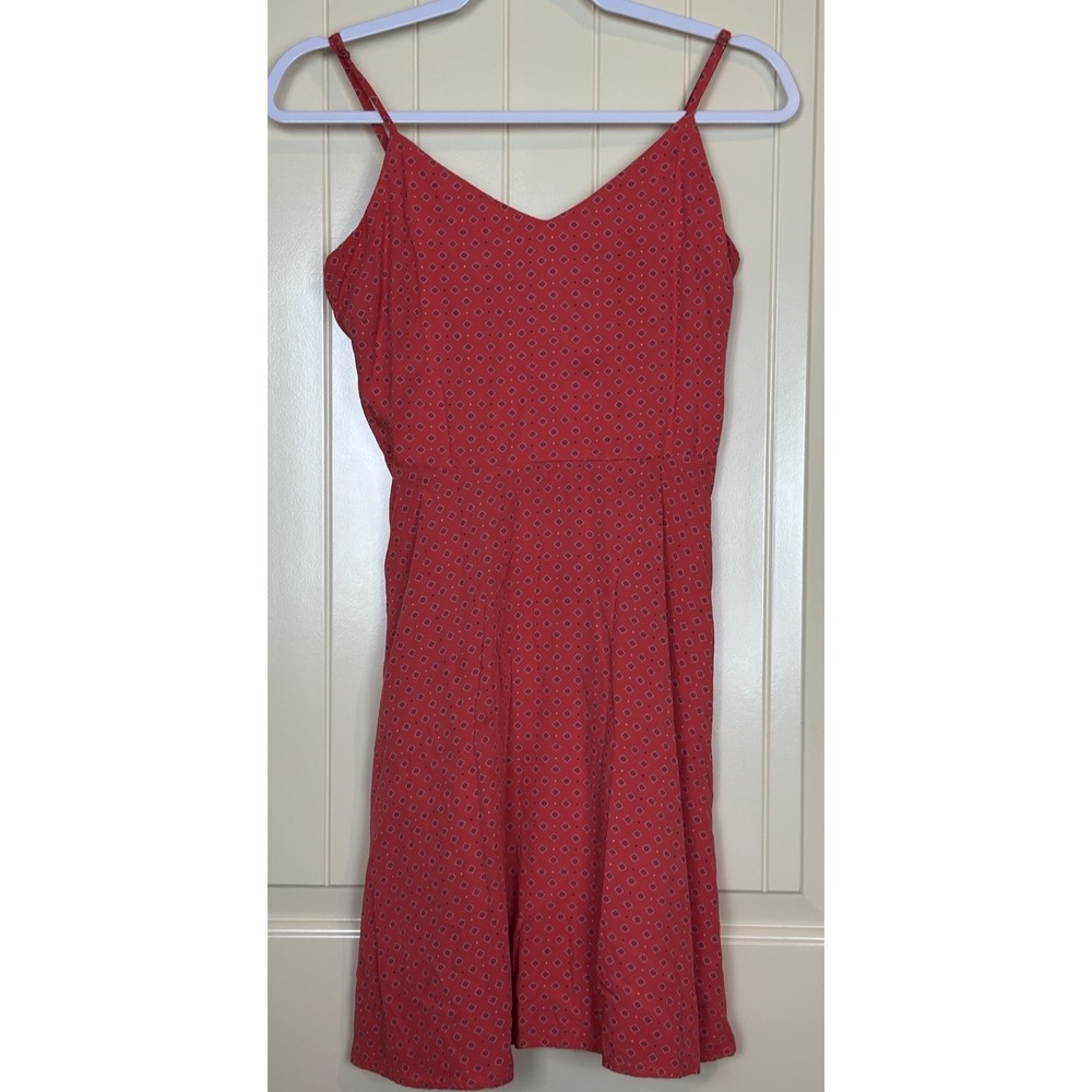 Gap soft cami red diamond sleeveless adj strap lightweight dress sz S beachy GUC